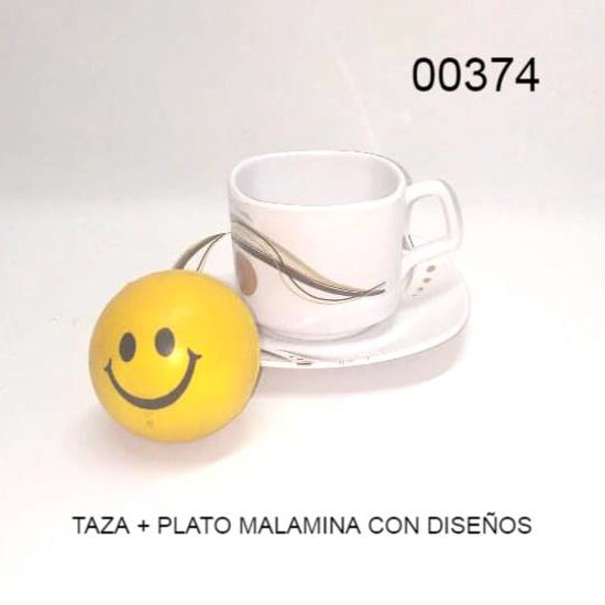 Imagen de TAZA + PLATO MALAMINA CON DISEÑOS 3.26